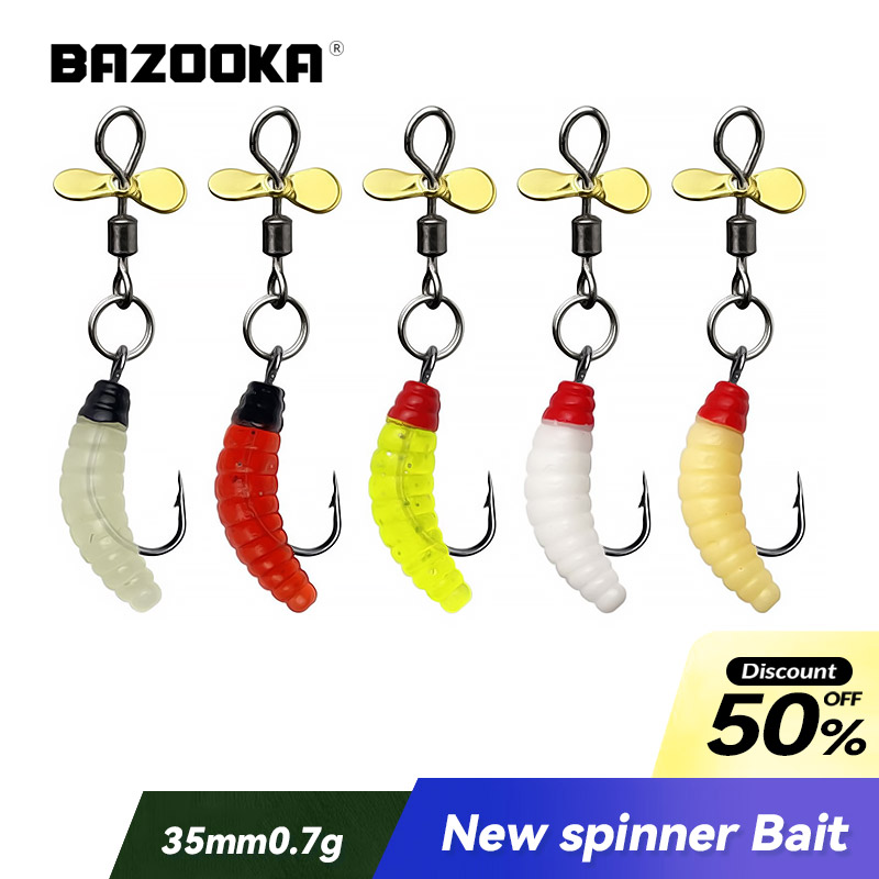 Fishing Lure Blade Bait - 5 個バズーカ釣りルアー鯉プロペラワームスピナースピニング餌ミルワーム回転ブレードスパンコールバイオニックスイムベイトパイクバス