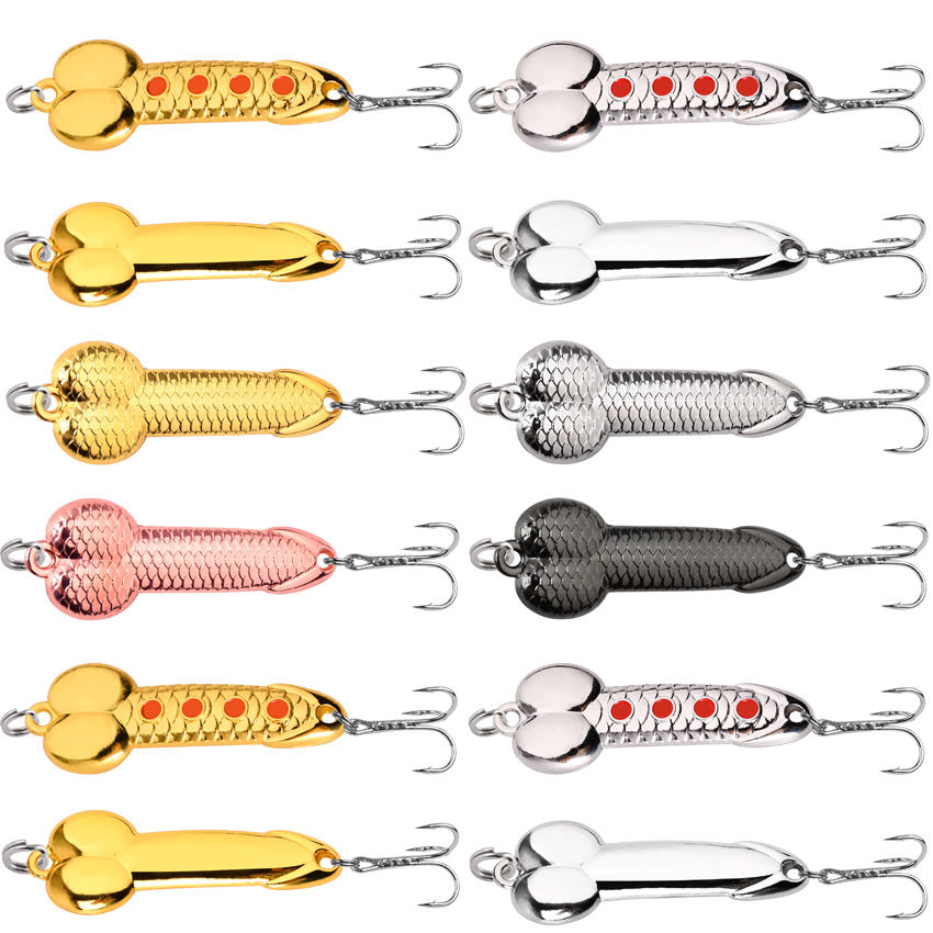 Fishing Lure Spoon - 12 個スプーン釣りルアーセット金属ディックペニス形状餌クランクベイトフック 5-20 グラム金属スパンコール VIB ジグペスカ釣りルアー餌